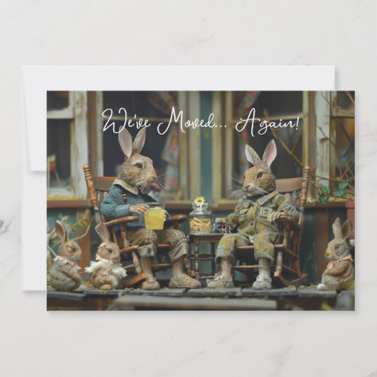 We hebben weer verhuisd Grappig konijn nieuw adres (Voorkant)