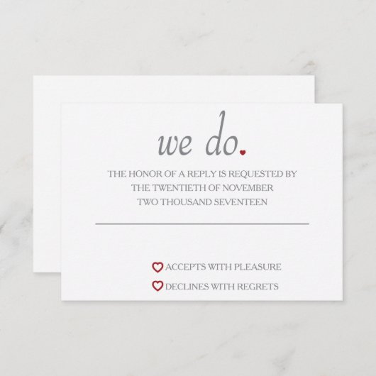 We hebben wel een RSVP-kaart RSVP Kaartje (Voorkant / Achterkant)