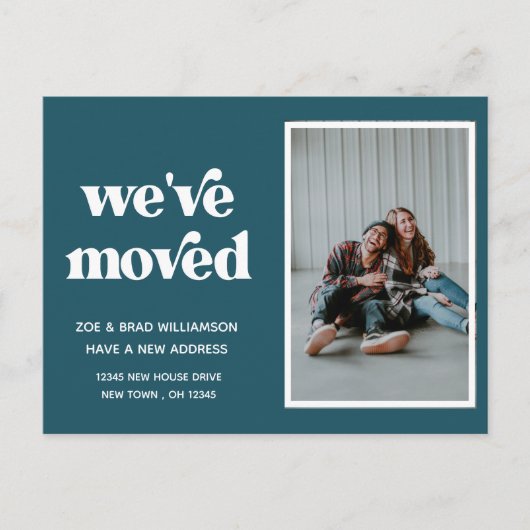 We hebben wijziging van adresfoto Blauw verplaatst Briefkaart (Voorkant)