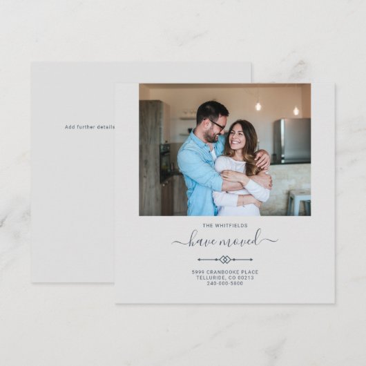 We hebben wijziging van adresfoto's verplaatst aankondiging (Voorkant / Achterkant)