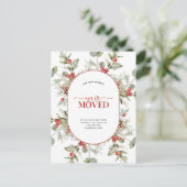 We hebben Winter Pine Red Berry verplaatst Aankondigingskaart (Staand voorkant)