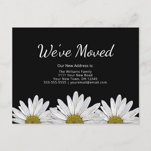 We hebben witte madeliefjes rustiek botanisch zwar aankondigingskaart (Voorkant)