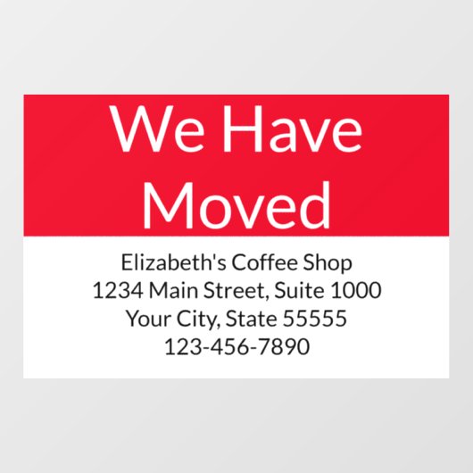 We hebben zakelijke aankondiging rood en wit verpl raamsticker (Vel)