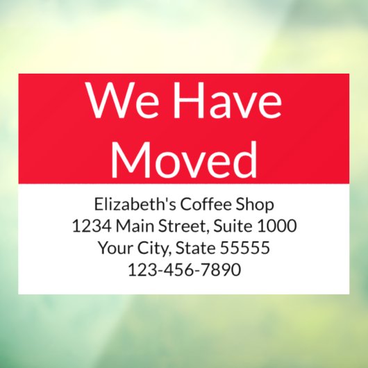 We hebben zakelijke aankondiging rood en wit verpl raamsticker (Vel 3)