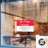 We hebben zakelijke aankondiging rood en wit verpl raamsticker (Cafe Raam)