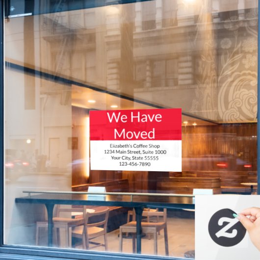 We hebben zakelijke aankondiging rood en wit verpl raamsticker (Cafe Raam)