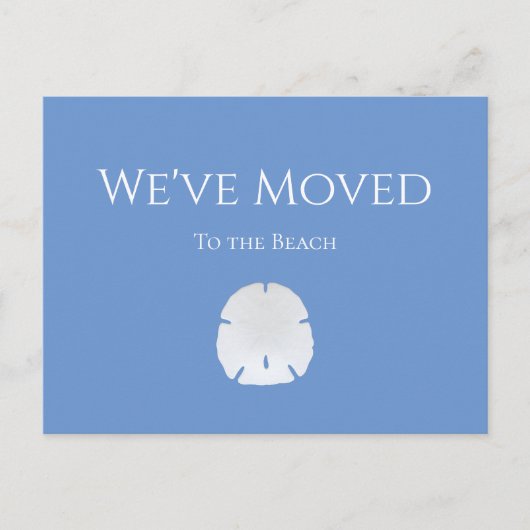 We hebben Zand Dollar Lichtblauw Nautisch Strand v Aankondigingskaart (Voorkant)