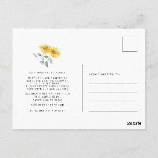 We hebben Zonnebloem Bewegende Aankondiging Briefkaart (Achterkant)