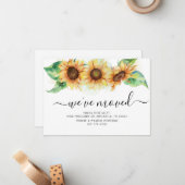 We hebben Zonnebloem-bloem-bewegende aankondiging  (Voorkant / Achterkant in situ)