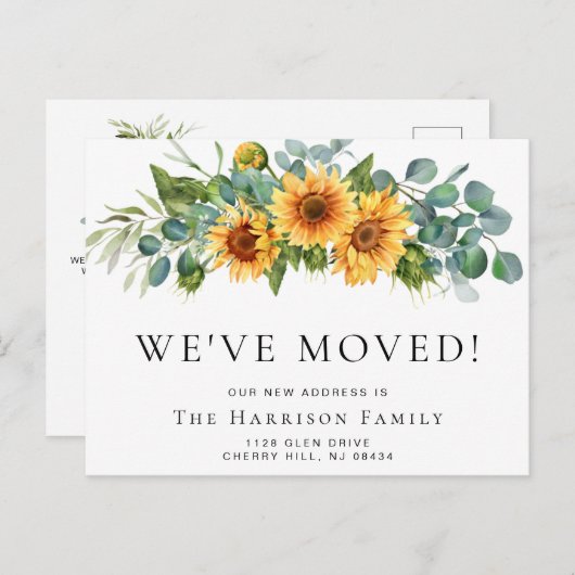 We hebben Zonnebloem Eucalyptus Moving Aankondigingskaart (Voorkant / Achterkant)