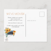 We hebben zonnebloemen Eucalyptus Mailbox verplaat Aankondigingskaart (Achterkant)