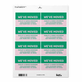 We hebben zwart groen roze nieuw adres verplaatst etiket (Full Sheet)