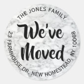 We hebben zwart wit grijs marmer retouradres verpl ronde sticker (Voorkant)