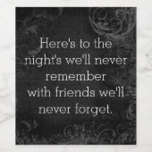 We herinneren ons het label nooit meer. wijn etiket (Enkel label)