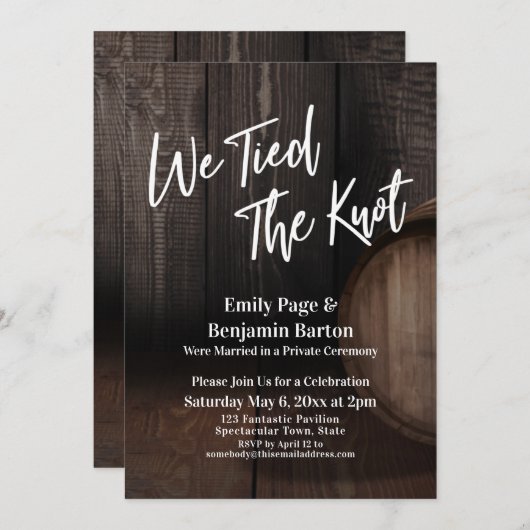 We hielden de 'Knot Wine Barrel Weddenschap'-recep Kaart (Voorkant / Achterkant)