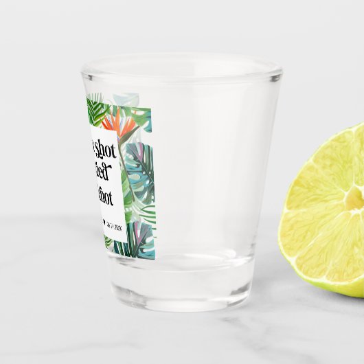 We hielden de tropische strandbruiloft van de Knot Shot Glas (Rechts)