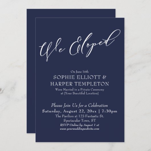 We hielden, elegante eenvoudige marine blauw vieri kaart (Voorkant / Achterkant)