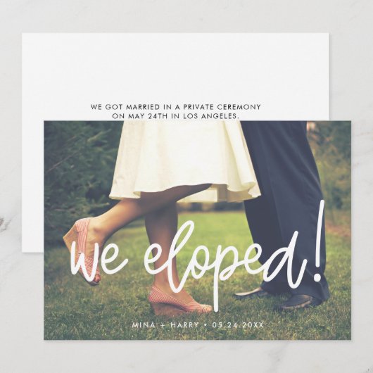 We hielden moderne kalligrafie bruiloft fotokaart aankondiging (Voorkant / Achterkant)
