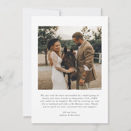 We hielden van elegantie bruiloft foto aankondiging (Achterkant)