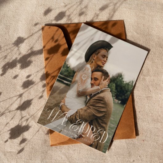 We hielden van elegantie bruiloft foto aankondiging