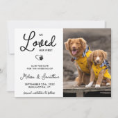 We hielden van haar eerste aangepaste fotoweddensc save the date (Voorkant)