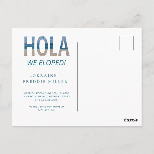 We hielpen in Mexico Beach bruiloft aankondiging Briefkaart (Achterkant)