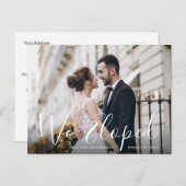 WE HIELPEN | leuke script bruiloft aankondiging Briefkaart (Voorkant / Achterkant)