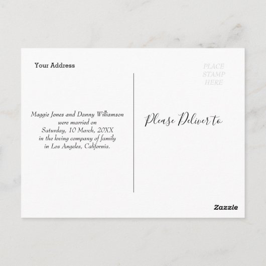 WE HIELPEN | leuke script bruiloft aankondiging Briefkaart (Achterkant)