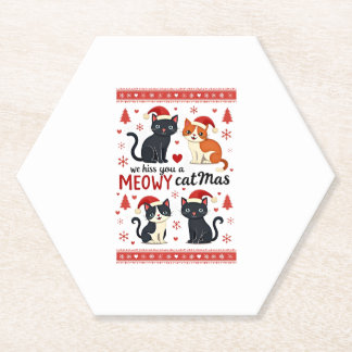 We Hiss You A Meowy Catmas Funny Cat Christmas Ugl Kartonnen Onderzetters