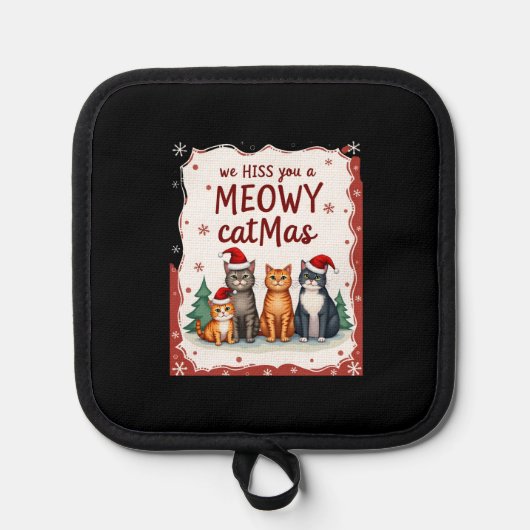 We Hiss You A Meowy Catmas Funny Cat Christmas Ugl Pannenlap (Voorkant)