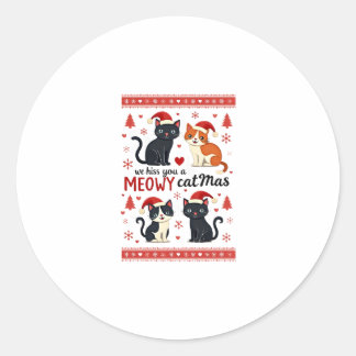 We Hiss You A Meowy Catmas Funny Cat Christmas Ugl Ronde Sticker