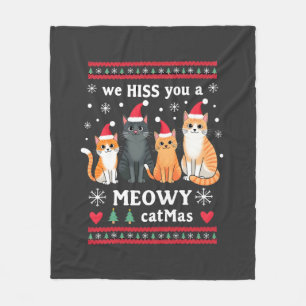 We Hiss You Een Meowy Kerstmis Grappige Kat Kerstm Fleece Deken