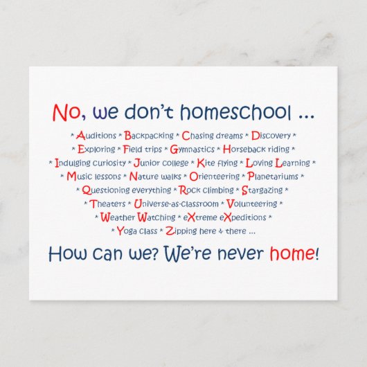 We Homeschool niet Briefkaart (Voorkant)