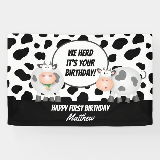 We hoorden dat het je verjaardag is Schattigee Koe Spandoek (Horizontaal)