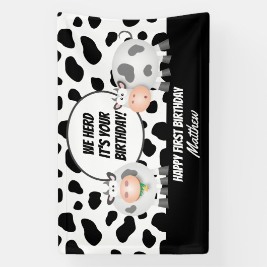 We hoorden dat het je verjaardag is Schattigee Koe Spandoek (Verticaal)