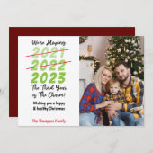 We hopen dat het derde jaar de charme is! Grappig Feestdagenkaart (Voorkant / Achterkant)