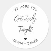 We hopen dat je geluk krijgt vanavond bruiloft Ver Ronde Sticker (Voorkant)