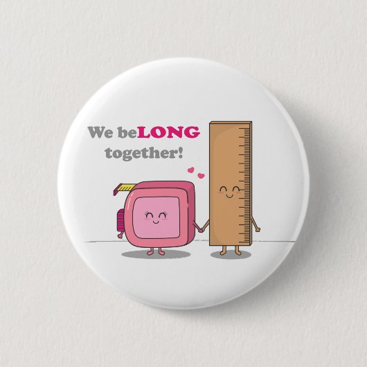 We horen bij elkaar Knop met Cute Couple in Love P Ronde Button 5,7 Cm (Voorkant)
