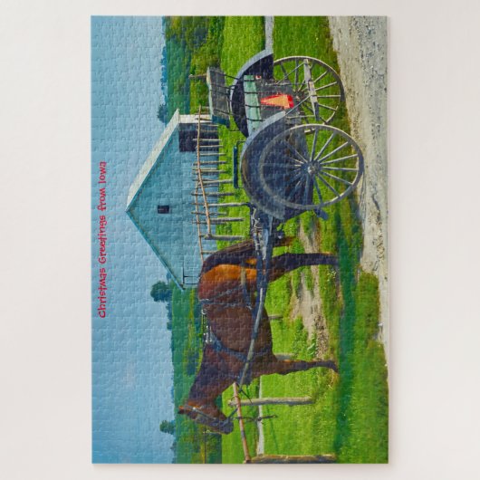 We houden van Amish Carraiges in Iowa. Jigzaag Puz Legpuzzel (Verticaal)