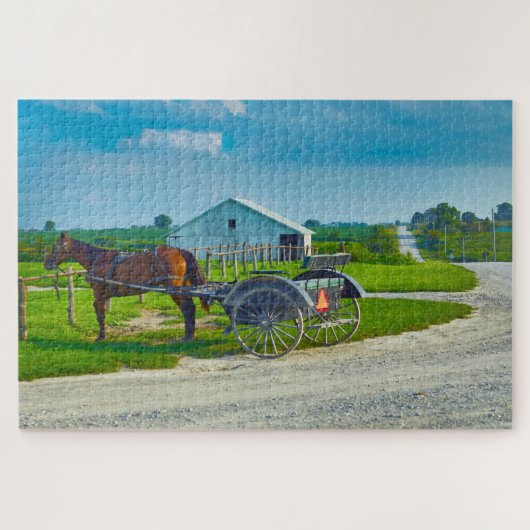 We houden van Amish Carraiges in Iowa. Legpuzzel (Horizontaal)