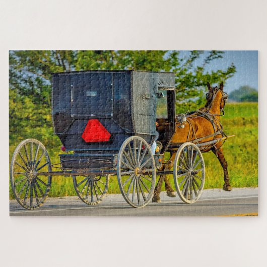 We houden van Amish Carraiges in Iowa. Legpuzzel (Horizontaal)