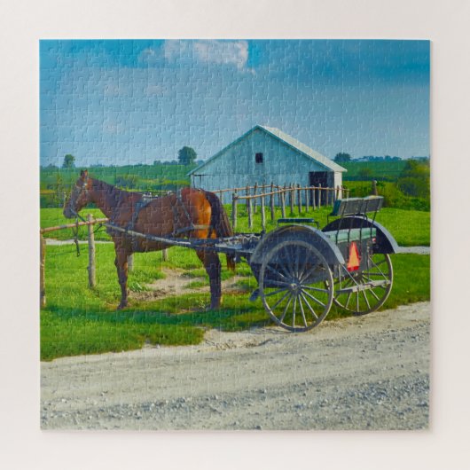 We houden van Amish Carraiges in Iowa. Legpuzzel (Verticaal)