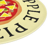 We houden van ananas pizza grappig rond glas snijplank (Hoek)