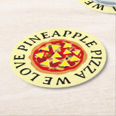 We houden van ananas pizza grappig ronde kartonnen onderzetter (Gebogen)