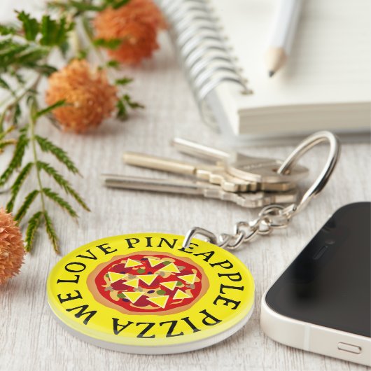 We houden van ananas pizza sleutelhanger cadeau (Voorkant Rechts)