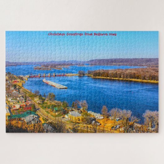 We houden van Bellevue Iowa. Jigzaag Puzzle Legpuzzel (Horizontaal)