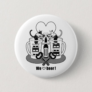 "We houden van bier!"モノクロ("We houden van bier!" mo Ronde Button 5,7 Cm
