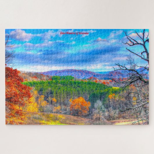 We houden van bossen in Wisconsin. Jigzaag Puzzle Legpuzzel (Horizontaal)