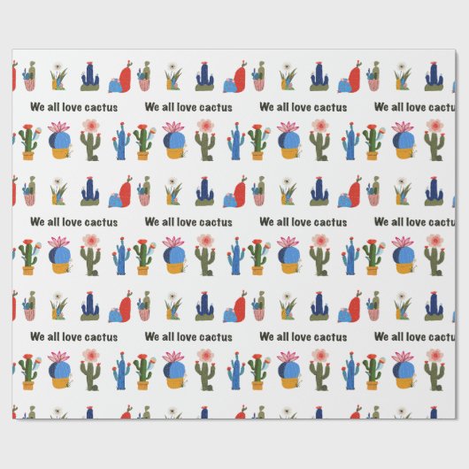 We houden van cactus cadeaupapier (Vlak)