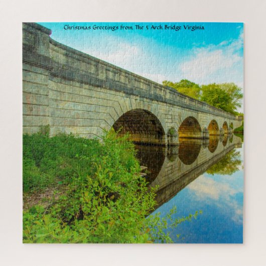 We houden van de 5 Arch Bridge Virginia Jigzaag Pu Legpuzzel (Verticaal)